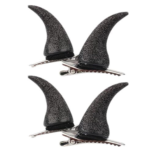 NOLITOY 4 Stück Teufelshorn-Haarnadel Schwarze Hörner Teufelshorn-Haarspange -Haarnadel Maskerade-Dekorationen Schwarzes Teufelshorn-Haarspangen Glitzernde von NOLITOY