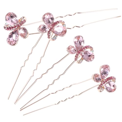 NOLITOY 4 Stück U Förmige Haarnadeln mit Kristallrhinestones Robuster Brautschmuck für Hochzeit und Festlichkeiten Leichtes Legierungsmaterial Langlebig und Einfach zu Tragen Teiliges für von NOLITOY