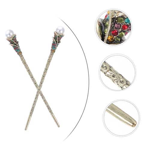 NOLITOY 4 Stück Vintage Haarstäbchen mit Perlen und Funkelnden Strasssteinen Robustes Elegant für Damen und Mädchen Sicherer Halt für Duttfrisuren im Alltag und Büro NOLITOY 4 Stück Vintage Haarstäbchen mit Perlen und Funkelnden Strasssteinen Robustes Elegant für Damen und Mädchen Sicherer Halt für Duttfrisuren im Alltag und Büro von NOLITOY