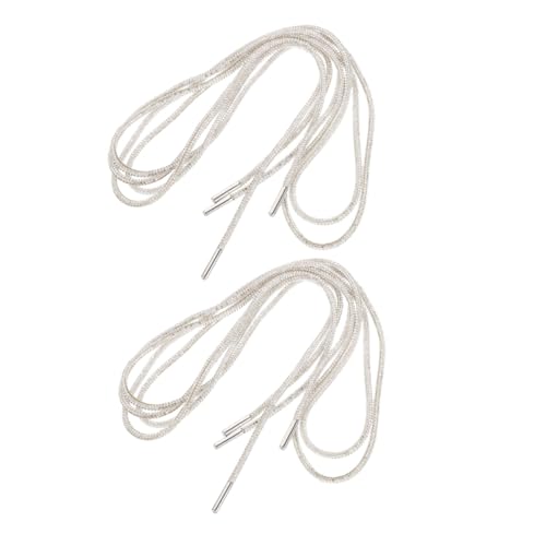 NOLITOY 4 Stück Weiße Strass Schnürsenkel Funkelnde Runde Schnürbänder aus Baumwollseil mit Kristallverzierung Vielseitig für Sneakers Boots Laufschuhe Hochzeit und Alltagsschmuck von NOLITOY