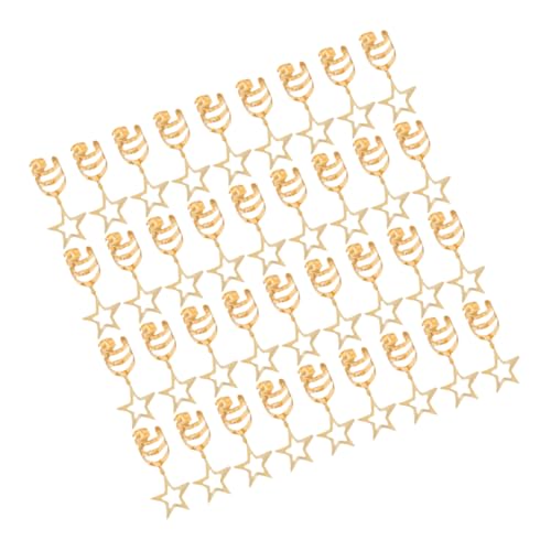 NOLITOY 40 Stück Goldene Fünfzackige Stern Haarringe mit Hohlstern Design Verstellbare Clips für Zöpfe Geeignet für Frauen und Mädchen Haarschmuck für Verschiedene Frisuren von NOLITOY