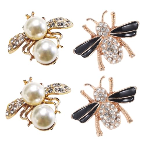 NOLITOY 4Stücke Bienen Clips Dekoration für Hochzeit Party Abnehmbare Schuhschnallen mit Strasssteinen Kunstperlen Accessoires für Damen von NOLITOY