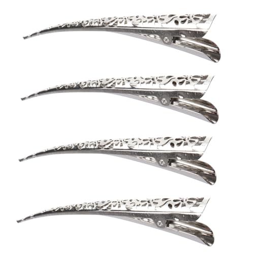NOLITOY 4stücke Hohle Haarspange Silber Damen Haarnadel Ohne Zähne Dekorative Kopfbedeckung Aus Robustem Metall Für Frauen Und Mädchen Schönes Blumenmuster Als Stirnband Oder Hut-schmuck t von NOLITOY