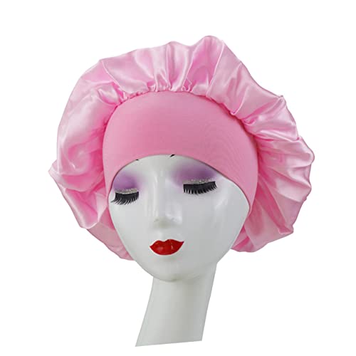 NOLITOY 4stücke Satin Schlafmütze Für Damen Elastisch Zur Nacht Zum Schlafen Mit Ausreichend Um Haare Zu Schützen Angenehm Zu Tragen Für Make-up Und Waschen Rosa von NOLITOY