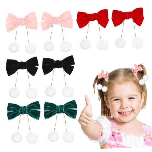 NOLITOY 4paare Haarspangen Schleifen Für Mädchen Velours Haarclips Mit Quasten Weihnachts Haarschmuck Für Partys Und von NOLITOY