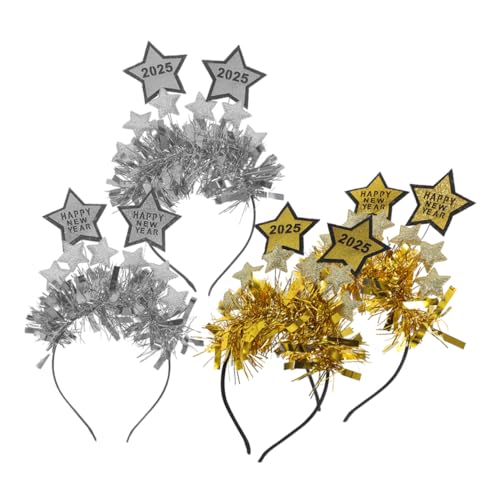 NOLITOY 4stücke Glitzernde Neujahrssterne Haarreifen Stylische Festivalaccessoires Für Silvesterfeier Auffälliger Haarschmuck Mit Einzigartigem Design von NOLITOY