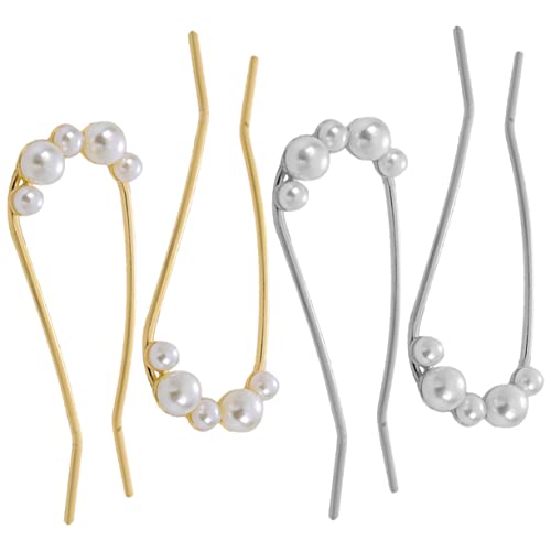 NOLITOY 4stücke Haarnadeln U-förmig Mit Perlen Für Frauen Haarschmuck Aus Haarnadeln Zum Fixieren Der Haare Accessoires Für Langes Haar von NOLITOY