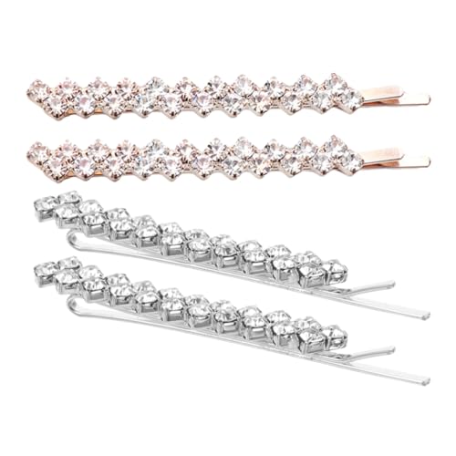 NOLITOY 4stücke Rhinestone Haarklammern Mit Funkelnde Kristall-haarspangen Silber Und Roségold Für Hochzeiten Und Partys Elegante Haarschmuck Accessoires Für Frauen Und Mädchen von NOLITOY