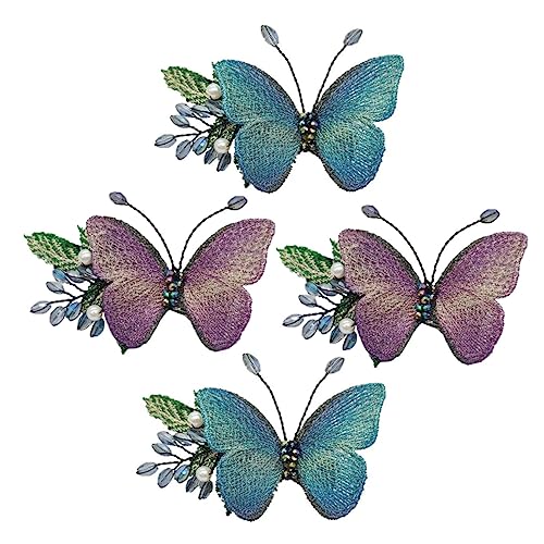 NOLITOY 4stücke Stickerei Schmetterlinge Haar Clip Entenschnabel Seite Clip Haarnadeln Haar Zubehör Für Frauen Und Mädchen Passend Zu Verschiedenen Frisuren Und Outfits Für Alltag von NOLITOY