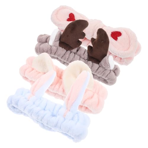 NOLITOY 4stücke Teiliges Stirnbänder Mit Katzen Und Hasenohren Weiche Fleece-haarbänder Für Make-up Spa Und Gesichtspflege Komfortable Und Atmungsaktive Haarschutzbänder Für Damen von NOLITOY