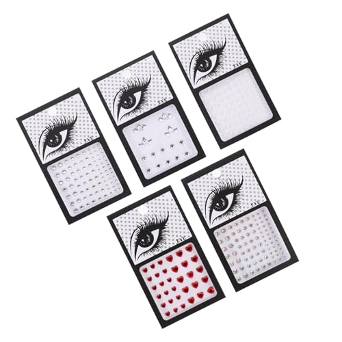 NOLITOY 5 Blätter Teiliges Strasssteine Gesicht und Körper Sticker Selbstklebende Wiederverwendbare Gesichtsjuwelen Sicherer für Festival Make Up und Party Dekoration von NOLITOY