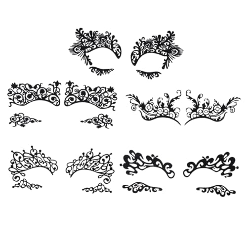 NOLITOY 5 Paare Eyeliner Aufkleber Temporäre Lace Tattoos für Maskeraden Cosplay und Partys Gesichtskunst für Erwachsene und Stilvolle Make Up Dekorationen von NOLITOY