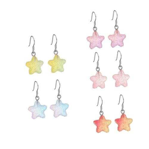 NOLITOY 5 Paare Mädchen Ohrhänger Sternförmig Mattiert Kreative Candy Style Leichte Trendige Ohrschmuck von NOLITOY