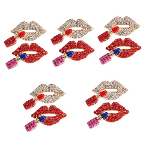 NOLITOY 5 Sätze Teiliges Lippenstift Brosche Für Damen Funkelnde Anstecknadeln Mit Roten Strasssteinen Für Kleidung Schals Hüte Wahl Für Und Alltag 2 Stück * 5 von NOLITOY