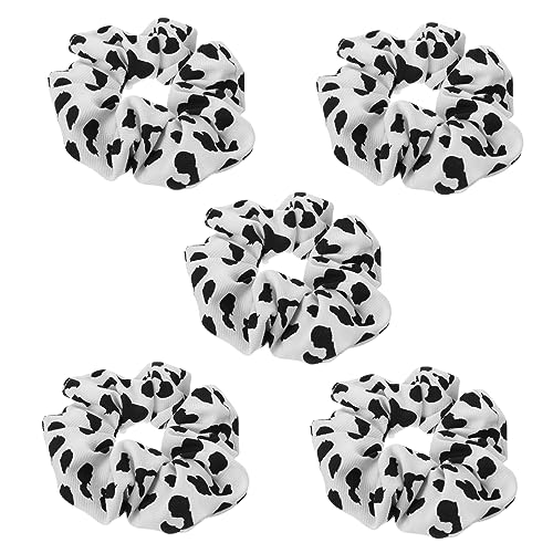 NOLITOY 5 Stück Elastische Haargummis mit Muster Große Dutt Haarbänder Weiche Dehnbare Pferdeschwanzhalter für Damen und Mädchen und Schonende Haarschmuck Accessoires von NOLITOY