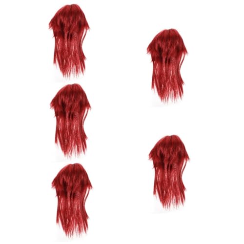 NOLITOY 5 Stück Rot Coole Perücke Damen Perücke Lange Perücke Cosplay Perücke Für Männer Cosplay Perücke Lang Cosplay Perücke Für Frauen Lange Perücke Echthaar Lange Cosplay von NOLITOY