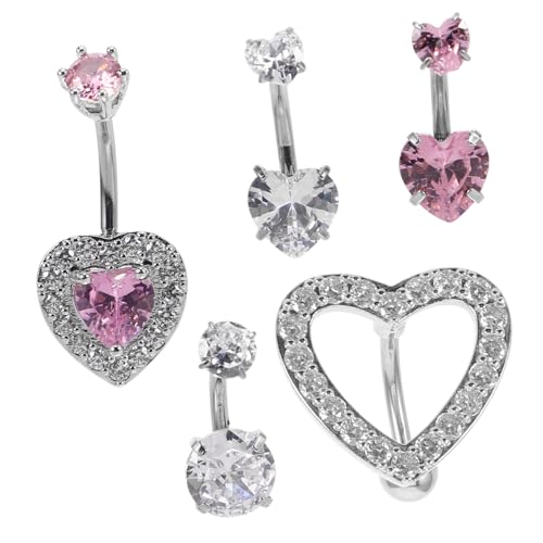 NOLITOY 5 Stück Teiliges Bauchnabelpiercing Damen aus Rostfreiem Metall Herzförmiges Design mit Zirkonia Hautfreundlich Poliert Komfortabler Sitz Glänzend und Hautverträglich für NOLITOY 5 Stück Teiliges Bauchnabelpiercing Damen aus Rostfreiem Metall Herzförmiges Design mit Zirkonia Hautfreundlich Poliert Komfortabler Sitz Glänzend und Hautverträglich für von NOLITOY