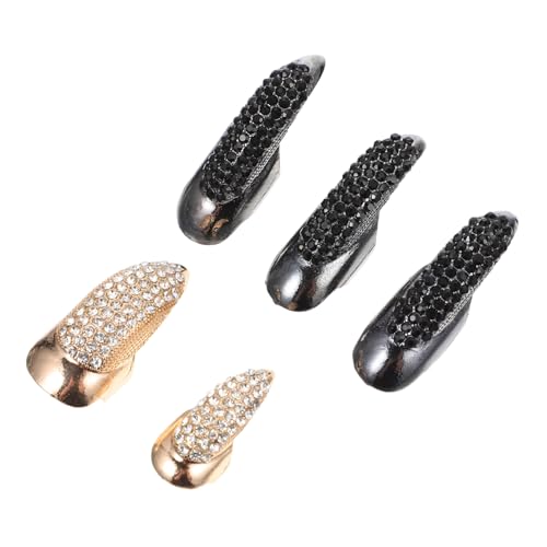 NOLITOY 5stücke Mode Schmuck Ringe Langer Fingernagelring Punk Fingergelenkring Handringschmuck Kreativer Fingerschmuck Strass Ringe von NOLITOY