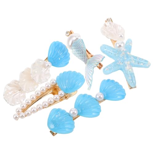 NOLITOY 5 Stück Teiliges Haarklammer Muschel Stern-motiv Leichte Duckbill-haarspangen für Frauen Sicherer Halt bei Wind Vielseitig für Sommer Strandfrisuren von NOLITOY