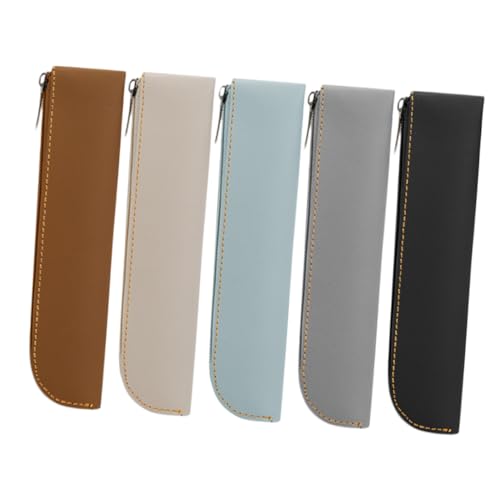 NOLITOY 5 Stück Teiliges PU Leder Stifteetui mit Reißverschluss Große Kapazität Minimalistisches Design Robust und für Schule und Büro zur Organisierten Aufbewahrung von Schreibwaren von NOLITOY