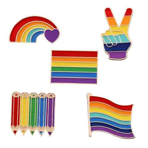 NOLITOY 5 Stück Teiliges Regenbogen broschen Lgbt Pride Öltröpfchen Herz Flaggen designs Modische Accessoires für Kleidung Taschen Jacken Stilvolle Schmuckpins von NOLITOY
