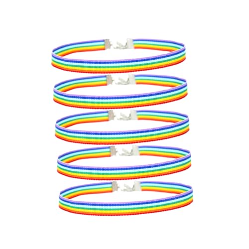NOLITOY 5 Stück Teiliges Regenbogenband Halskette Breit Schlüsselbein Kette Schmuck für Damen Mädchen Eleganter Party und Alltagslook von NOLITOY