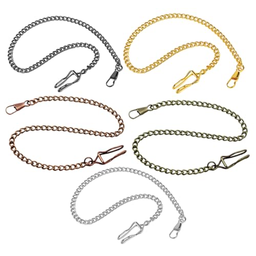 NOLITOY 5 Stück Teiliges Vintage Taschenuhrketten Metalllegierung Vielseitig Einsetzbar als Uhrenkette und Jeanskette Robust Retro Glänzend Modisches Accessoire für Herren und Damen von NOLITOY