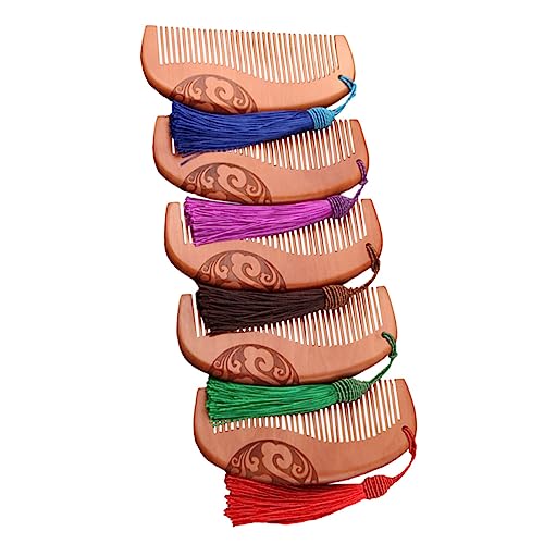 NOLITOY 5 Stück Teiliges aus Geschnitzten Holzhaarkämmen mit Quasten Praktischer Haarkamm für Feines Lockiges Haar für Damen zur Stilvollen von NOLITOY