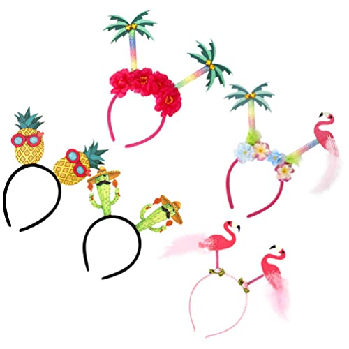 NOLITOY 5st Hawaiianisches Stirnband Dekoratives Stirnband Hawaiianische Kopfbedeckungen Kaktus-stirnbänder Flamingo-stirnband Ananas-kopf-bopper Plastik Bilden Strandbedarf Bankett von NOLITOY