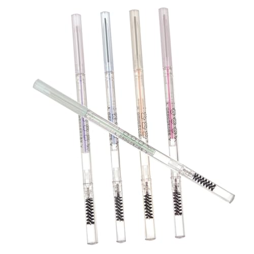 NOLITOY 5 Stück Wasserdichter Schweißfester Augenbrauenstift mit Pinsel Dünne Doppelseitige Brauenstifte in Natürlichen Brauntönen Langanhaltend für Professionelles Make Up und Alltag von NOLITOY