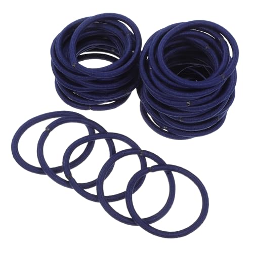 NOLITOY 50stücke Nylon-gummibänder Hoher Elastizität Pferdeschwanzhalter Haargummis Seil Für Erwachsene Und Junge Mädchen Marineblau von NOLITOY