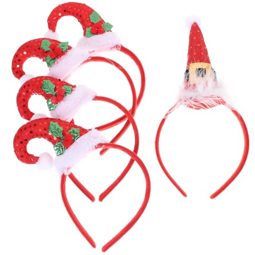 NOLITOY 5stücke Weihnachtsmützen Haarreifen Mit Santa Hut Süße Weihnachts-accessoires Für Und Mädchen Für Weihnachten Partys Und Festliche Anlässe von NOLITOY