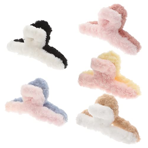 NOLITOY 5stücke Flauschige Haarklammer Für Frauen Pelzige Haarklammern Rutschfeste Haarclips Einfache Haaraccessoires Haar Clips Für Verschiedene Outfits Und Frisuren von NOLITOY