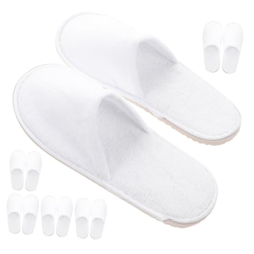 NOLITOY 6 Paare Hausschuhe Damen Rutschfest Leichte Hotel Gästeschuhe Dicke Sohle Fleece Weiche Spa Slipper für Reisen Partys Zuhause und Gäste Hygienisch und Bequem von NOLITOY