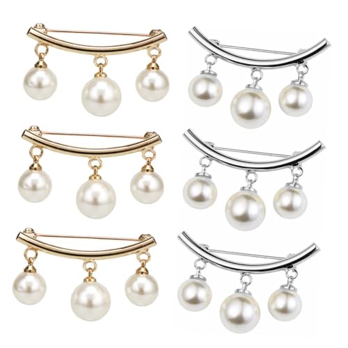 NOLITOY 6 Stück Perlen broschen Metall Brustnadeln Shirt Kragen Dekorative Strickjacken Spangen Elegante Schmucknadeln Vielseitig für Kleidung und Schals Modische Anstecknadeln Damen von NOLITOY