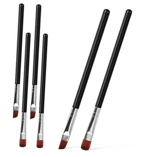 NOLITOY 6 Stück Teiliges Augenbrauen Pinselset Flach und Schräg Multifunktional für Präzises Formen Verblenden von Lidschatten und Eyeliner Leichtes Tragbares Make Up Werkzeug für von NOLITOY