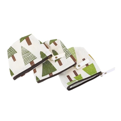 NOLITOY 6 Stück Teiliges Baumwolle Leinen Münzbeutel mit Waldmuster Kompakte Damen Kleingeldtasche mit Reißverschluss Leichtes Modisches Portemonnaie für Alltag Reisen und Shopping von NOLITOY