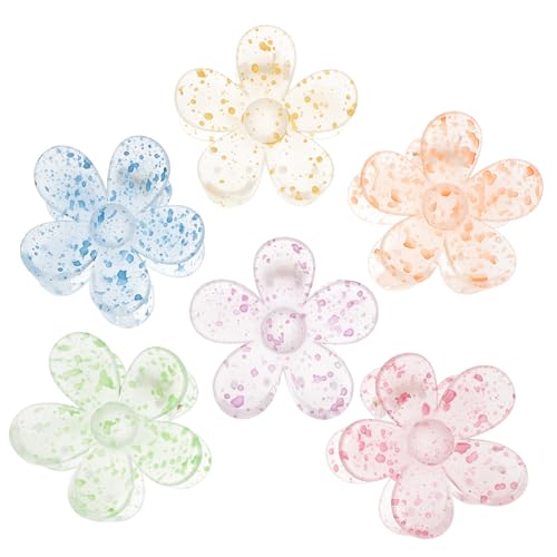 NOLITOY 6 Stück Teiliges Blumen Haarklammern für Damen und Mädchen Rutschfeste Haarspangen mit Sicherem Griff Bunte Langlebige Kunststoff Haarclips für Mittellanges und Dünnes Haar für von NOLITOY