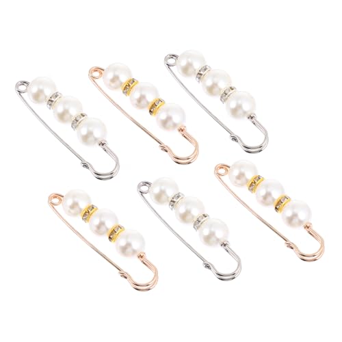 NOLITOY 6 Stück Teiliges Broschennadel set für Damen Elegante Perlen broschen aus Legierung Vielseitige Anstecknadeln für Pullover Strickjacken und Schals Modisch für Hochzeiten Partys von NOLITOY