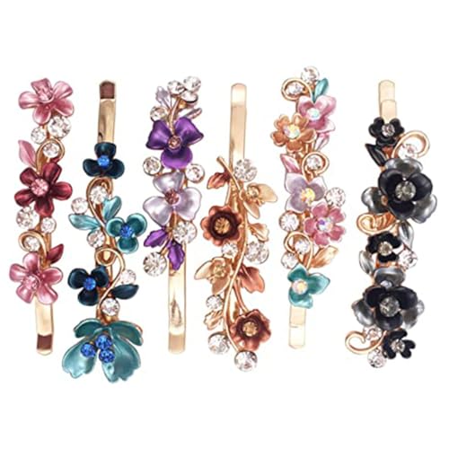 NOLITOY 6 Stück Teiliges Bunte Metall Haarspangen mit Blumen design Langlebige Kupferlegierung Dekorative Haarklammern für Frauen und Mädchen Geeignet für Partys Hochzeiten und Alltag von NOLITOY