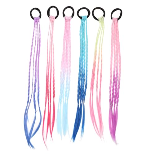 NOLITOY 6 Stück Teiliges Bunte Zopfgummis für Mädchen Farbverlaufene Geflochtene Haarbänder Weiche Ponytail Halter Dekorative Haar Accessoires für Pferdeschwanz und Zöpfe von NOLITOY
