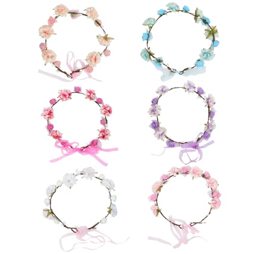 NOLITOY 6 Stück Teiliges Damen Haarband mit Simulation Blumen Weiches Bequemes Stirnband für Urlaub Vielseitiges Haarschmuck Accessoire für Mädchen und Frauen Modisches Kopfband in von NOLITOY