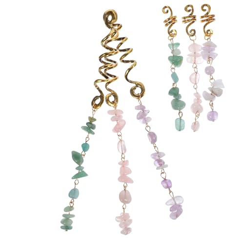 NOLITOY 6 Stück Teiliges Dreadlock Spiralen aus Jade und Legierung Farbenfrohe Haarperlen für Zöpfe Leichte Wiederverwendbare Haar accessoires für Damen und Mädchen von NOLITOY