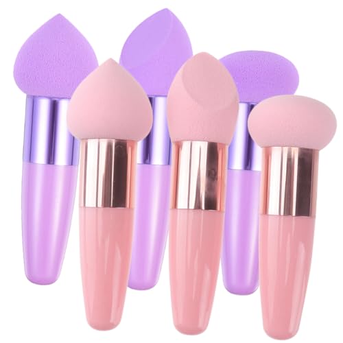 NOLITOY 6 Stück Teiliges Make Up Pinsel aus Premium Vielseitig Einsetzbar für Trockene und Nasse Anwendung Weiche Kosmetikschwämme für Frauen zur Präzisen Foundation und Puderapplikation von NOLITOY