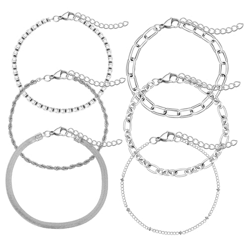 NOLITOY 6 Stück Teiliges Metalldamen Armband Mehrschichtige Verstellbare Minimalistische Armschmuck Wickelarmbänder für Frauen Vielseitige Leichte Handgelenk Ketten für Alltag und Events von NOLITOY