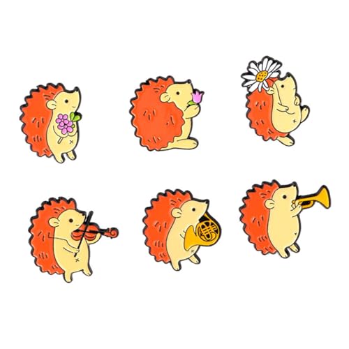 NOLITOY 6 Stück Teiliges Niedliche Igel anstecknadeln aus Legierung Cartoon Tierbroschen mit Rückverschluss Leichte Kleidung Taschen und Hüte Dekoration Geschenkidee für Freunde und von NOLITOY