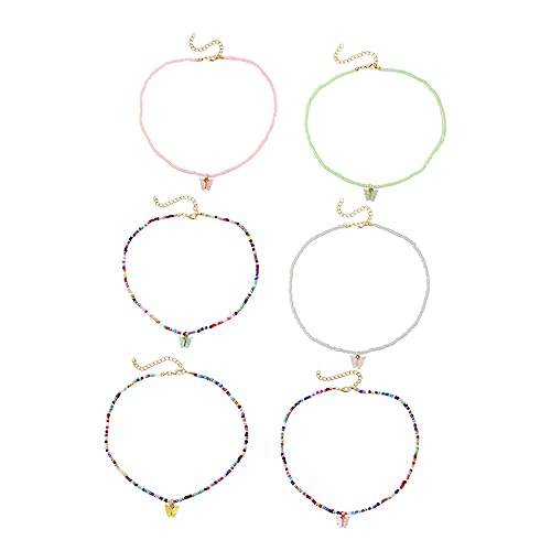 NOLITOY 6 Stück Teiliges Perlen Halskette für Frauen Clavicle Chain mit Anhängern für Partys Leicht Tragbar Perfektes für Besondere Anlässe von NOLITOY