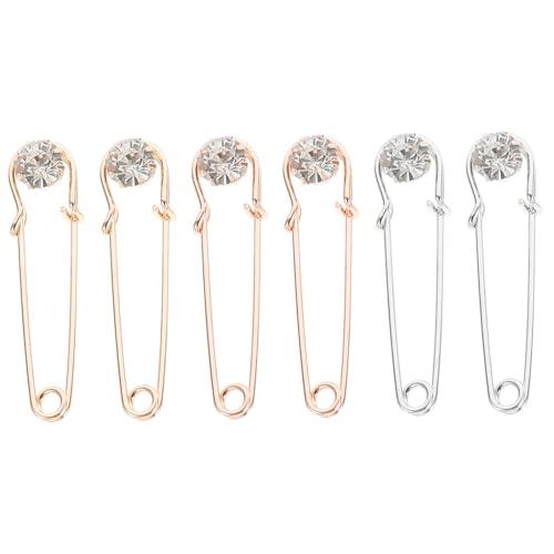 NOLITOY 6 Stück Teiliges Strassbroschen Metall Elegante Cardigan Schal anstecknadeln in Gold Roségold und Weiß Modische Broschen für Damenkleidung Langlebig und Vielseitig Einsetzbar von NOLITOY
