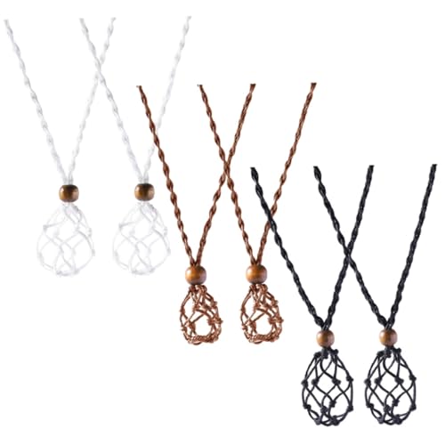 NOLITOY 6 Stück Teiliges Verstellbares Netzanhänger Retro steinhalter DIY kristallkäfig Halskette für Damen Braun Komfortabel und Modisch zum Basteln und Tragen von NOLITOY