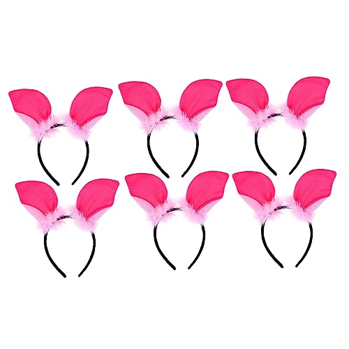 NOLITOY Tierische Stirnbänder 6 Stück Tier-Stirnband Dalmatiner-Kostüm Für Erwachsene Welpenohren Haarband Party-Stirnband Haargummi Make-Up-Haarband Rosa Scrunchie Cosplay Haarreifen von NOLITOY